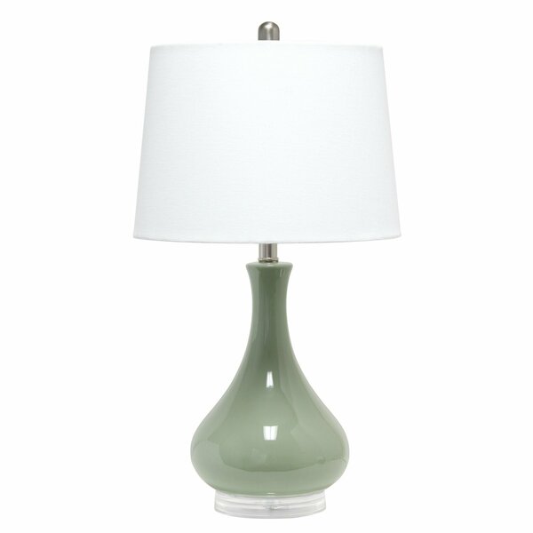 Lalia Home 26.25in Classix Modern Ceramic Droplet Table Lamp with White Fabric Shade, Sage Green LHT-4005-SG